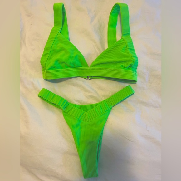 Frankie's Bikinis Other - Frankies Bikini - Georgia top and bottom - green glow - set